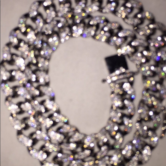white gold miami cuban link chain - Picture 1 of 5